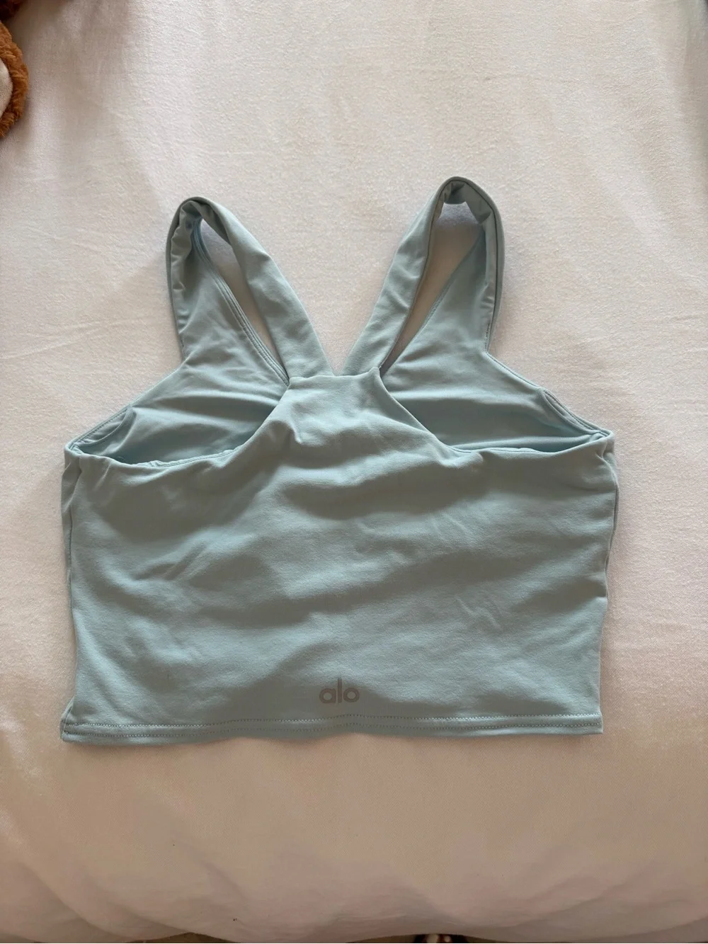 ALO Yoga Light Blue V-Neck Longline Sports Bra